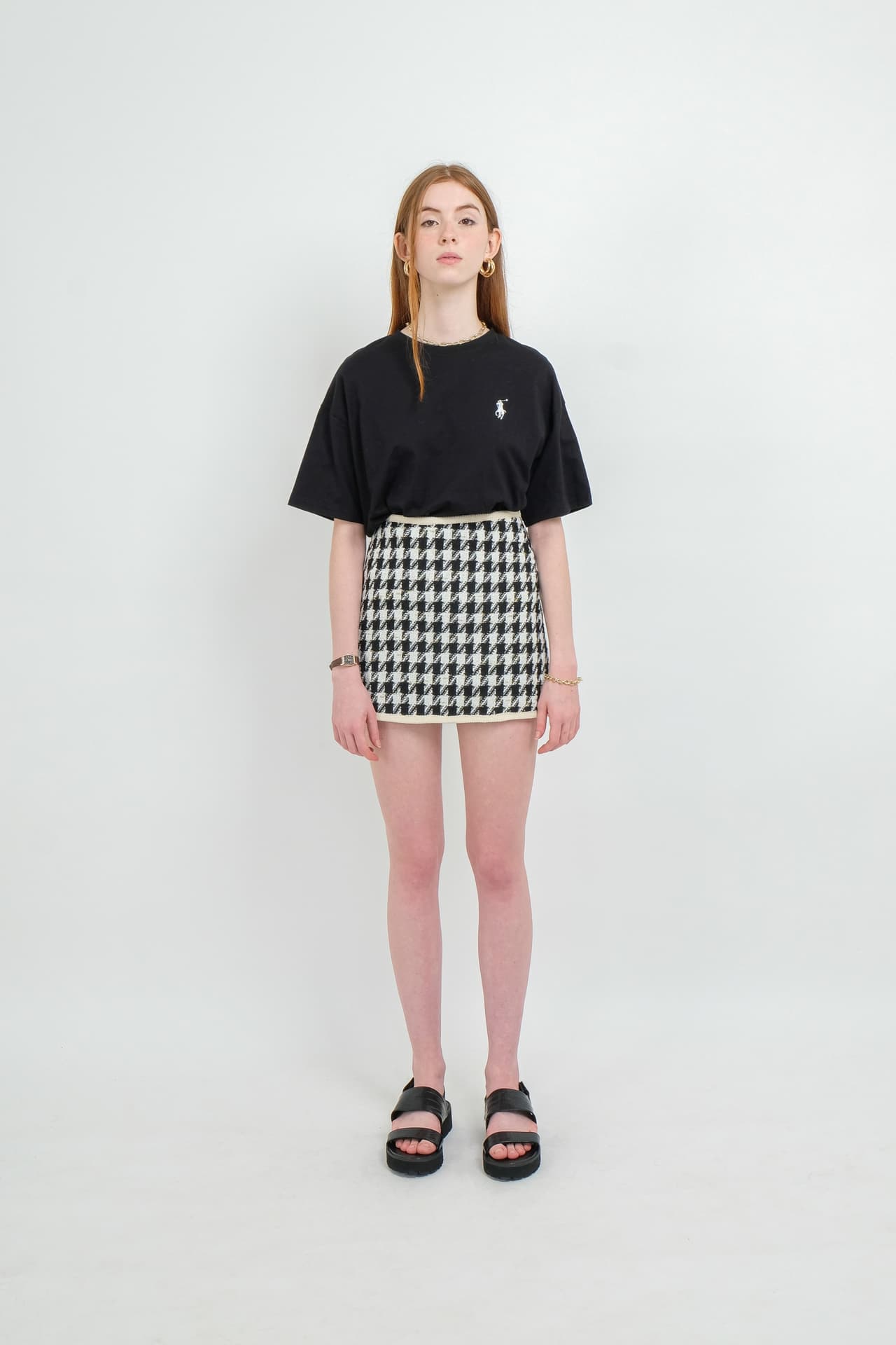 HOUNDE POINT CHECK MINI SKIRT