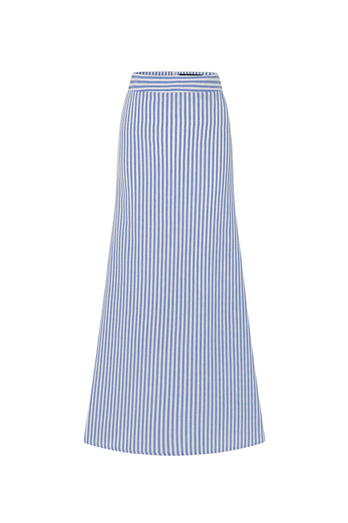 CASALINE LINEN SKIRT - STRIPED BLUE