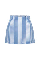 CLARA LINEN MINI SKIRT - STRIPED BLUE