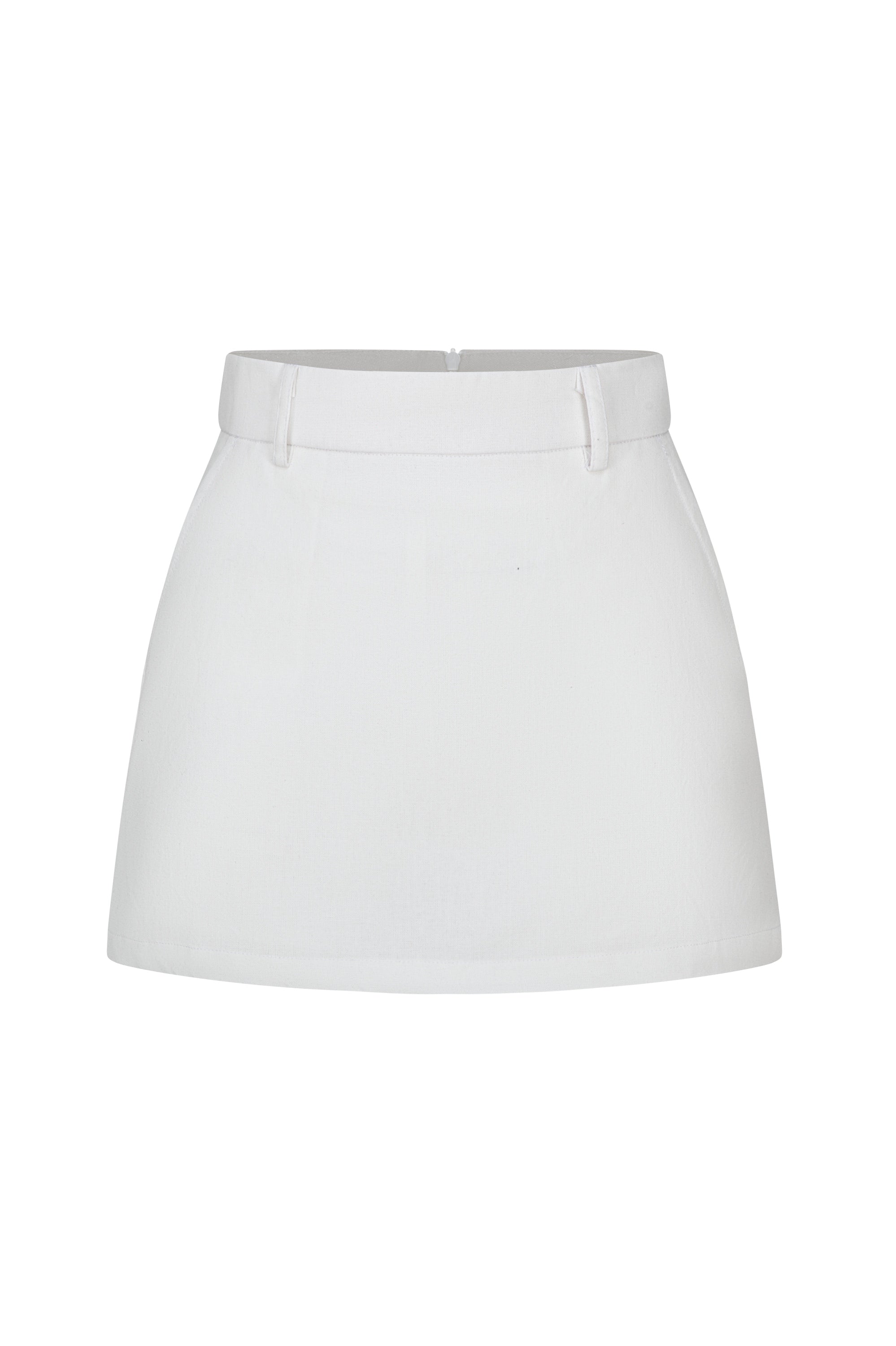 CLARA LINEN MINI SKIRT - WHITE