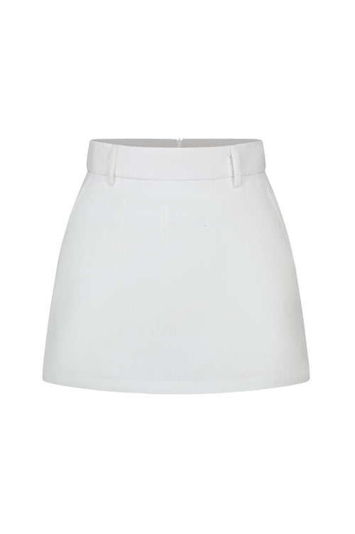 CLARA LINEN MINI SKIRT - WHITE