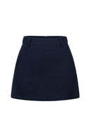 CLARA LINEN MINI SKIRT - DARK BLUE