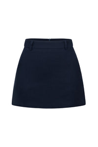 CLARA LINEN MINI SKIRT - DARK BLUE