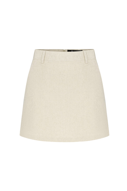CLARA LINEN MINI SKIRT - GREY