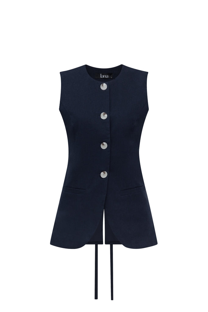 CHARLES WAISTCOAT TOP - BLACK