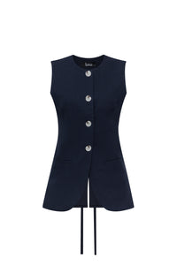 Charles Waistcoat Top Dark Blue