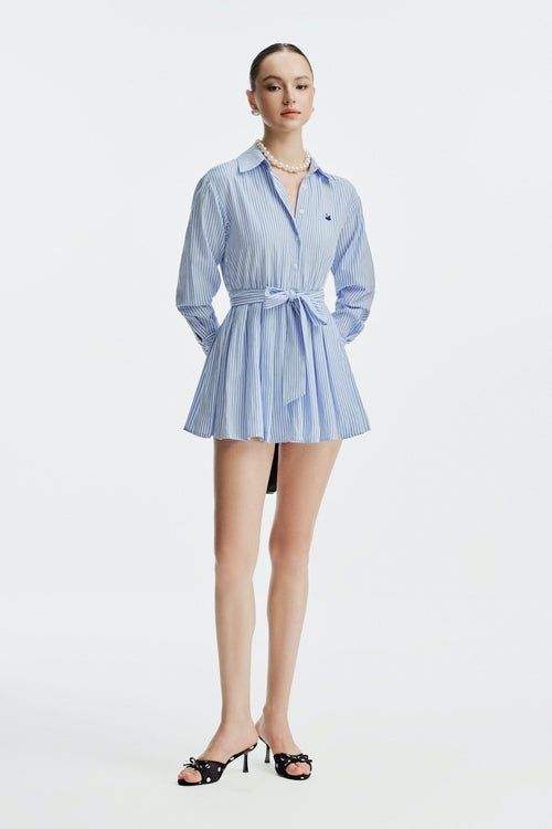MONETTE MINI DRESS - STRIPED BLUE