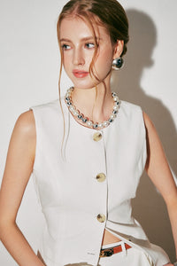 Charles Waistcoat Top White