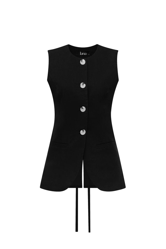Charles Waistcoat Top Black