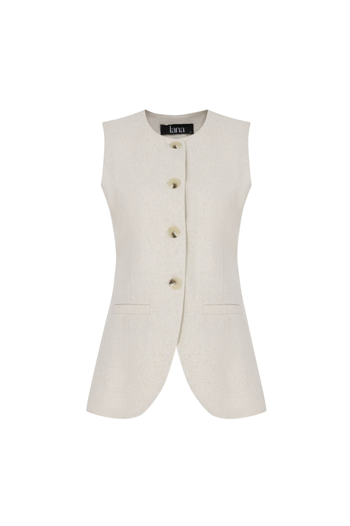 Charles Waistcoat Top White