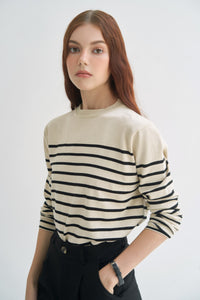 LAMÉ STRIPED KNIT TOP