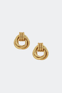 Gold Plated Stainless Steel Flattened Hoop Earrings
