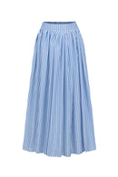 JACQUINE MAXI LINEN SKIRT - STRIPED BLUE