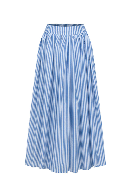 JACQUINE MAXI LINEN SKIRT - STRIPED BLUE