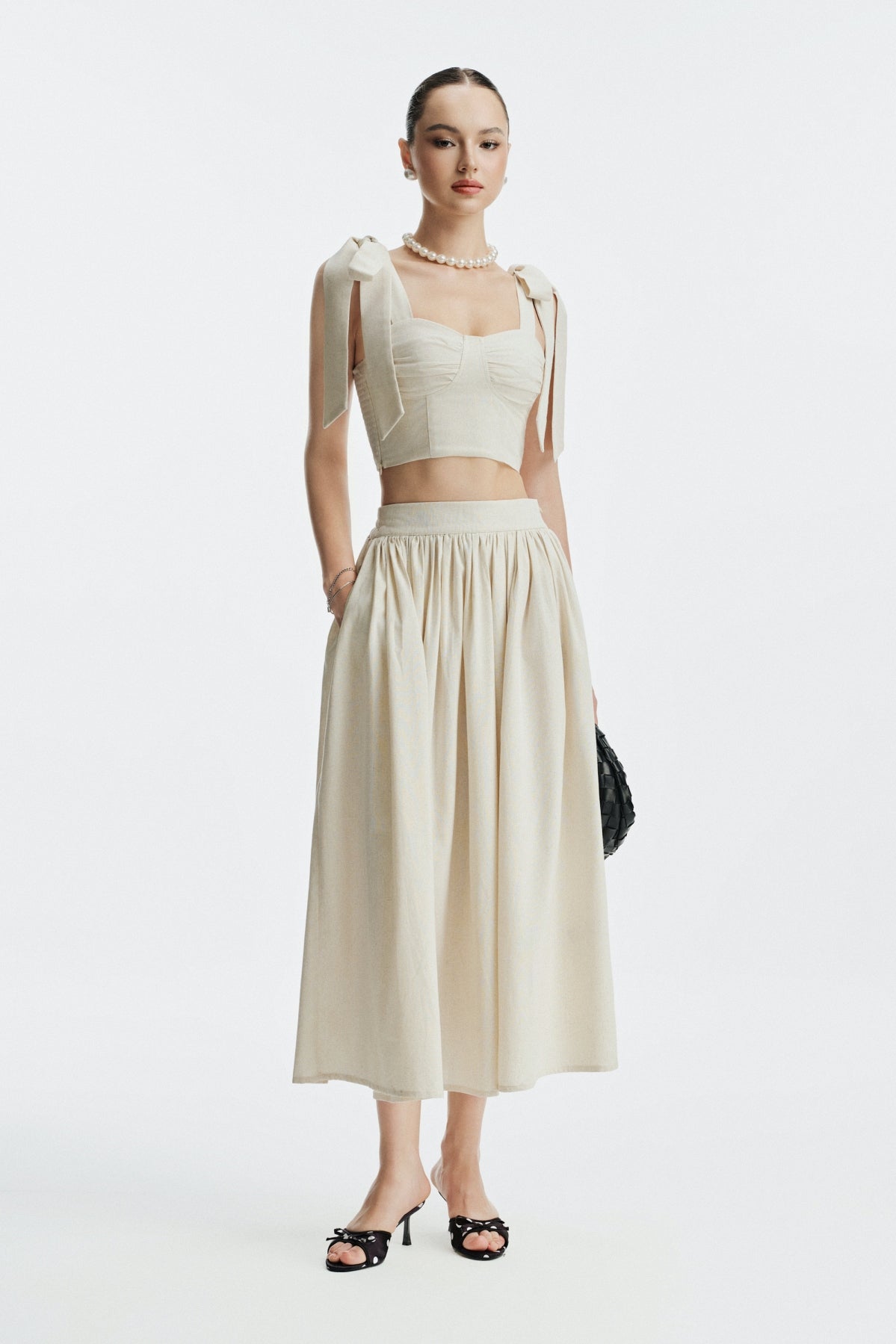 JACQUINE MAXI LINEN SKIRT - GREY