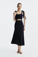 CASALINE LINEN SKIRT - DARK BLUE