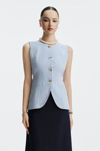 CHARLES WAISTCOAT TOP - BLUE