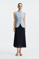 CASALINE LINEN SKIRT - DARK BLUE