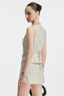 CLARA LINEN MINI SKIRT - GREY