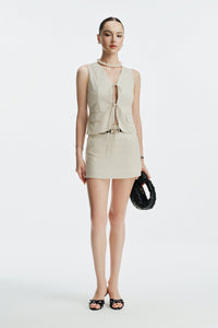 CLARA LINEN MINI SKIRT - GREY