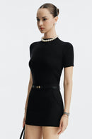 CLARA LINEN MINI SKIRT - DARK BLUE