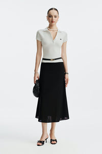 CASALINE LINEN SKIRT - DARK BLUE