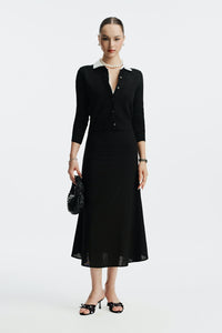 CASALINE LINEN SKIRT - DARK BLUE