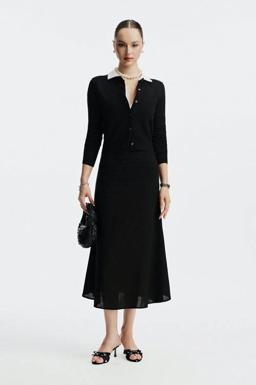 CASALINE LINEN SKIRT - DARK BLUE