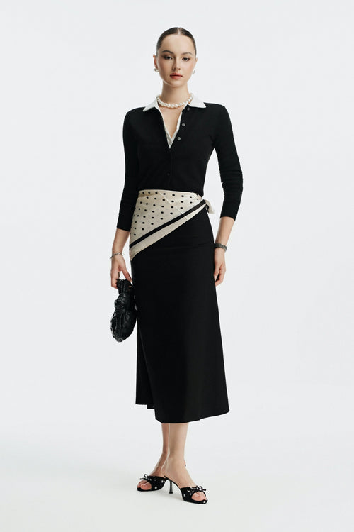 CASALINE LINEN SKIRT - DARK BLUE