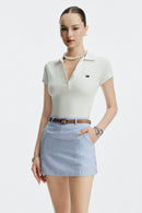 CLARA LINEN MINI SKIRT - STRIPED BLUE