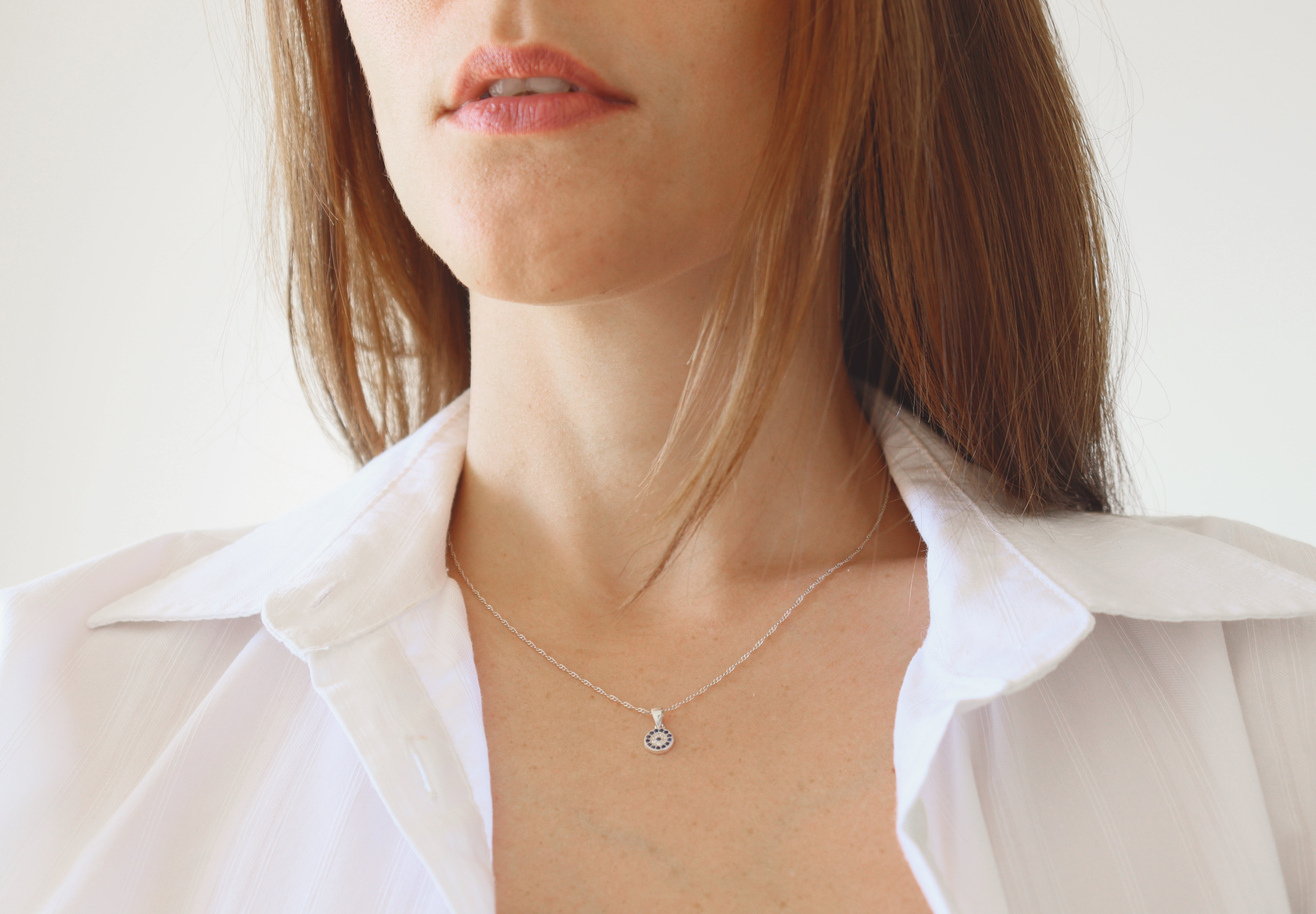 Sterling Silver Gemstone Flower Pendant Necklace